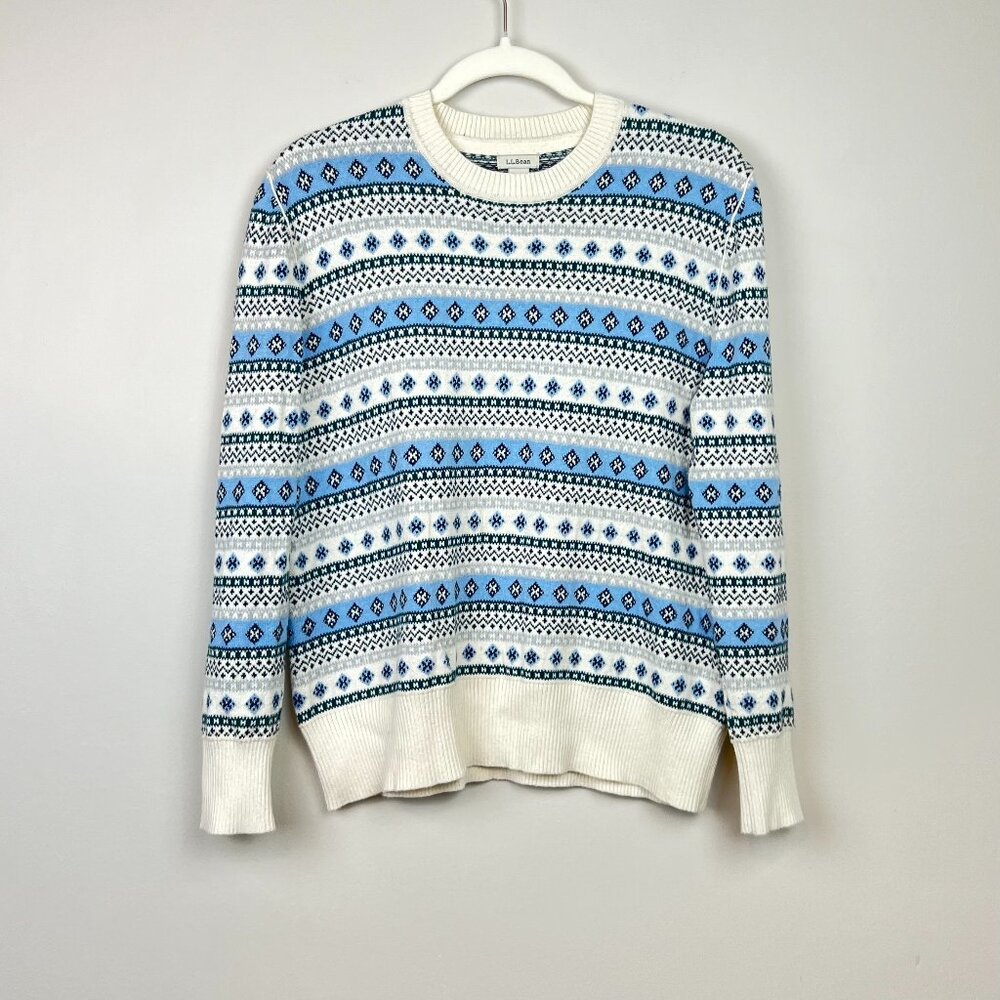 Women’s Vintage L.L Bean Fair Isle Cotton Cashmere Pullover Sweater Size Small